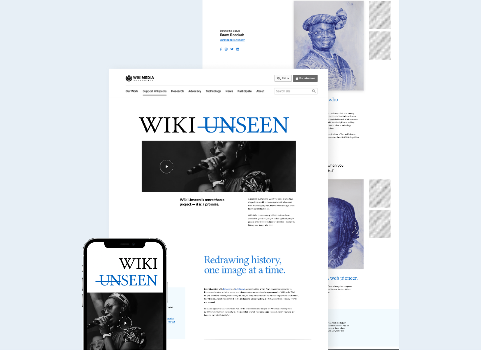 Wikimedia Seen campaign page design.