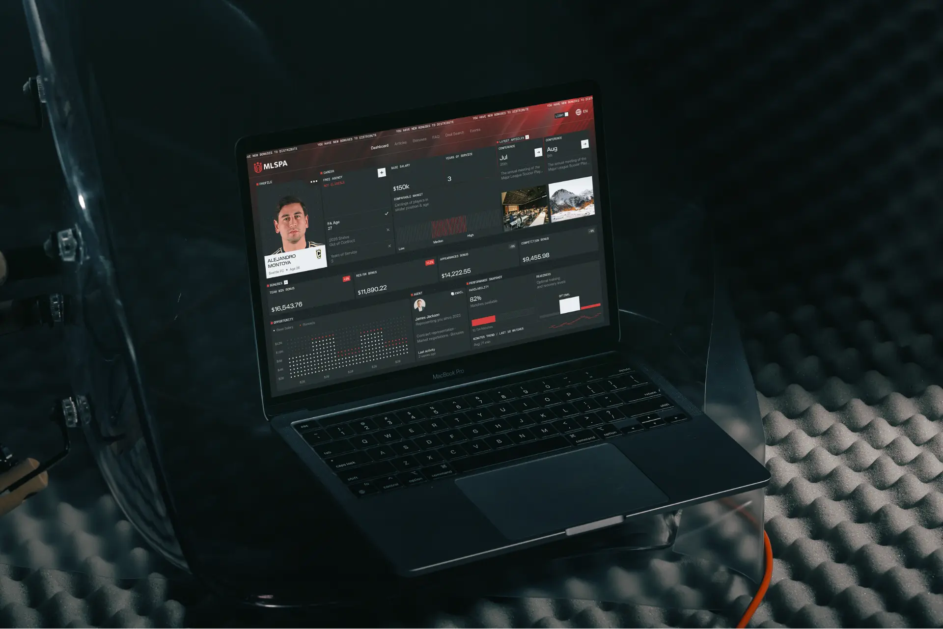 MLSPA Player's Portal application UI design.