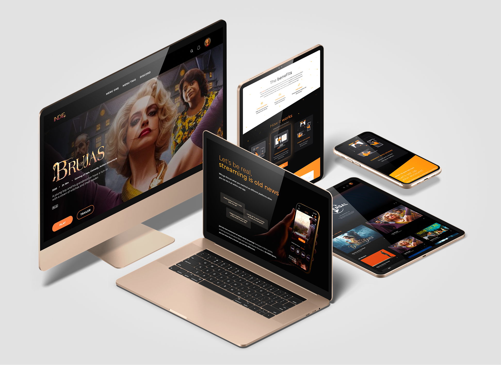 Indie Sparxs streaming platform MVP prototype design.