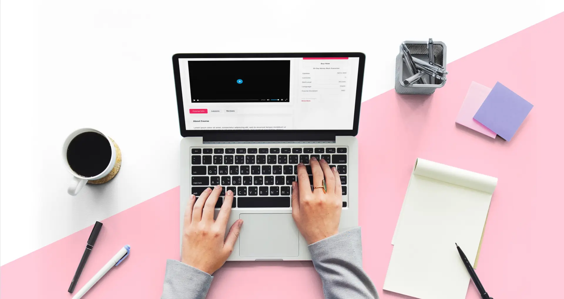 Show & Tell Me More gated course video lesson and purchase panel on a laptop.