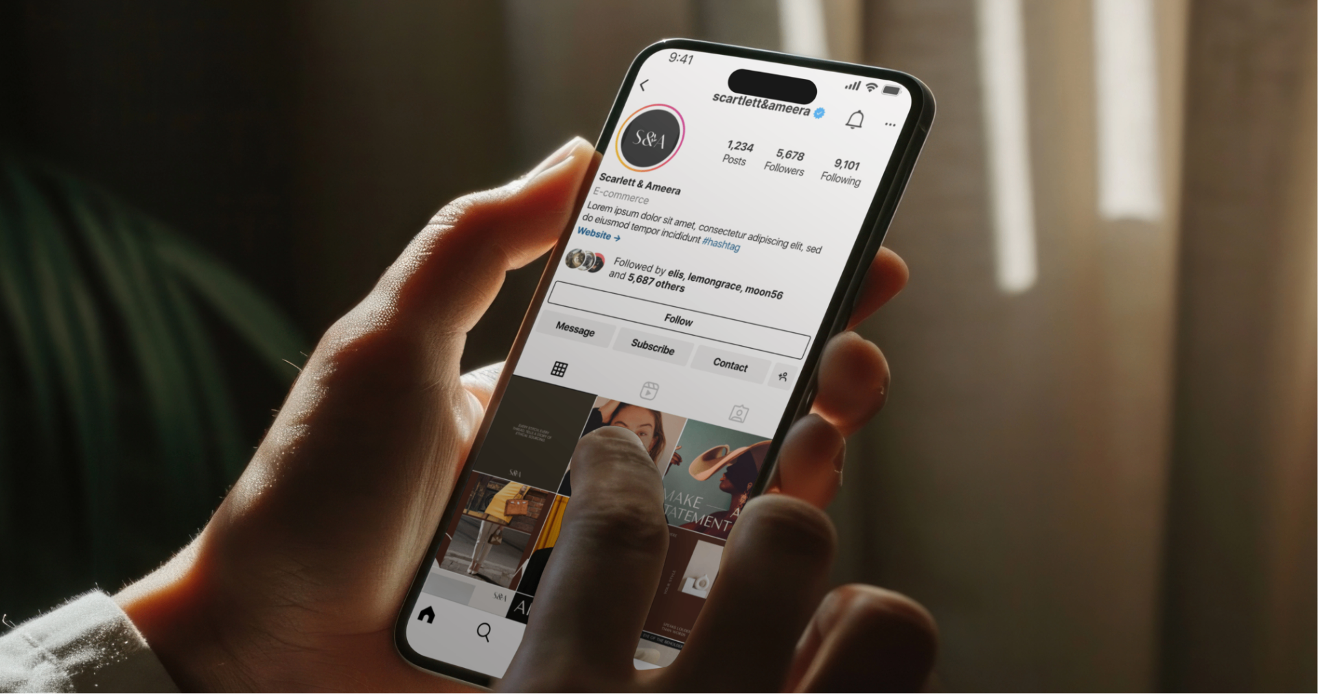 Scarlett&Ameera Instagram profile on iPhone.
