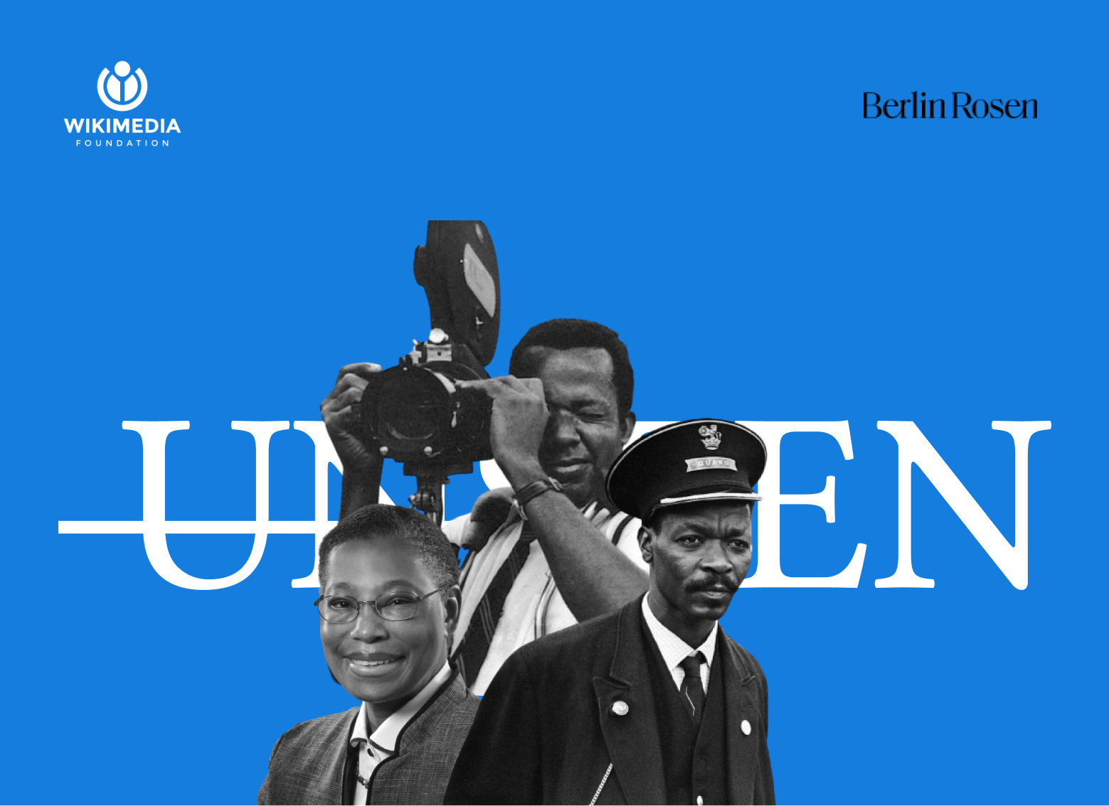 Wikimedia Seen campaign key art with archival portraits over the SEEN wordmark.