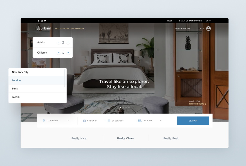Urbain travel booking website design.
